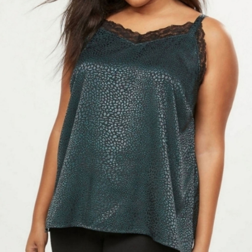 Lane Bryant Teal animal print lace cami size 16